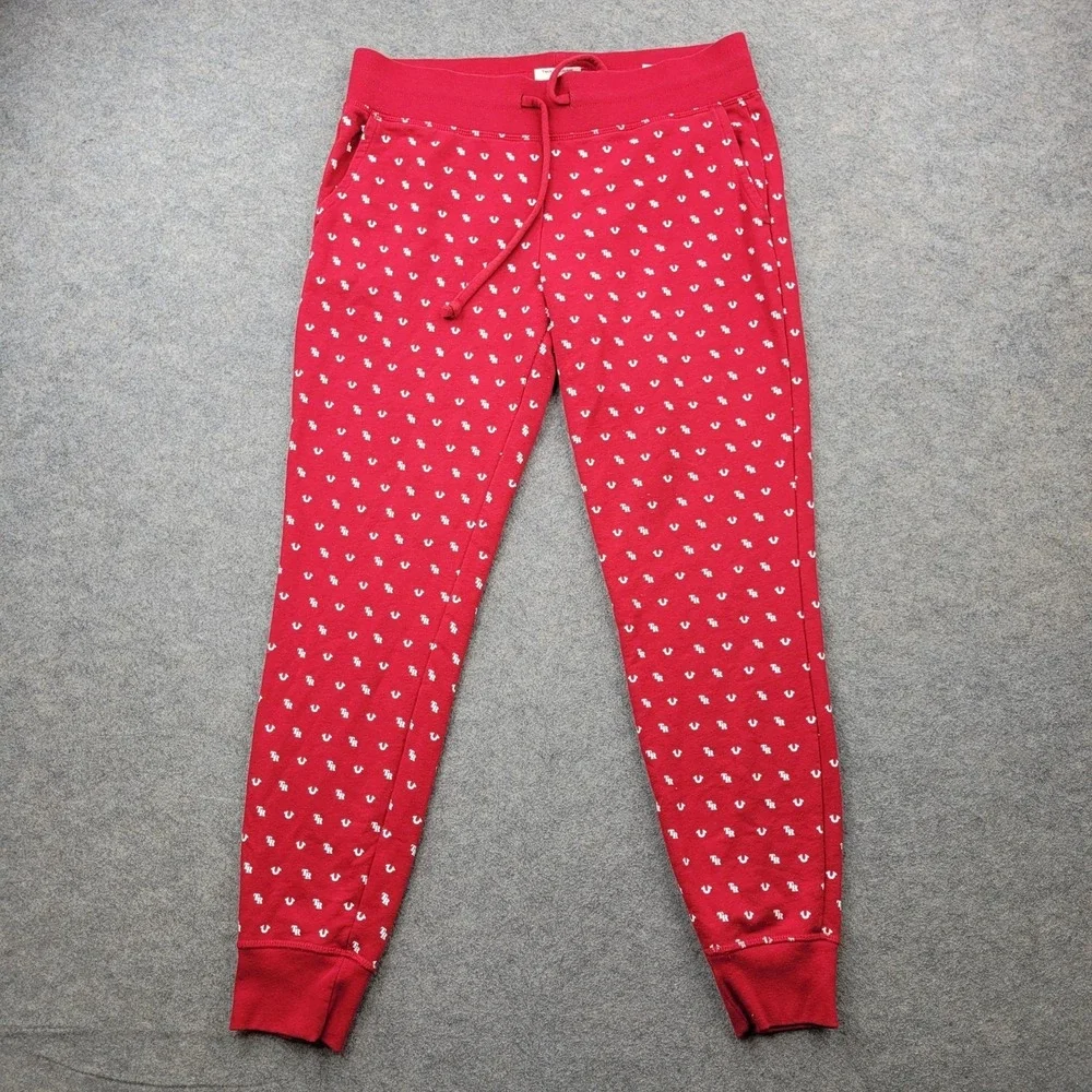 True Religion Tracksuit Mens Medium Red Monogram Zip Hoodie‎ Jogger 2 Piece Set